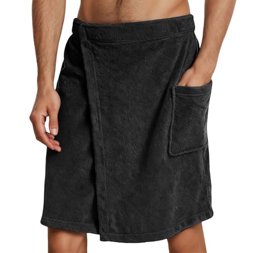 Generisch Saunakilt Men's Skin-Friendly and Absorbent Men's Sauna Kilt Fluffy Soft Sauna Towel Adjustable Bath Towel Kilt Sauna Towel for Gym, Shower, Sauna, Spa, Beach, black, XL