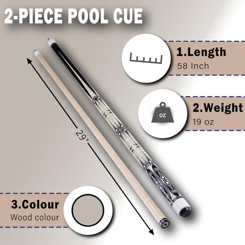 Sinsilvie 13mm 58 Inch 19 20 oz Billiard Pool Cue Stick, 1/2 Maple Billiard Pool Stick - Image 3