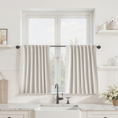 UHITECH Cream Short Black Out Curtains Blackout Drapes 32 Inch Long