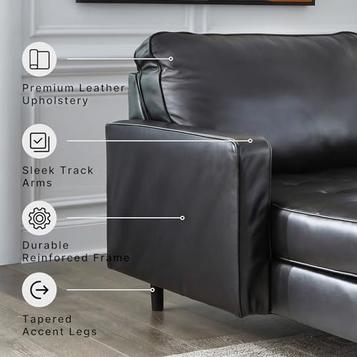 Image of Signature Design by Ashley Bryceview Chaise Lounge, No Assembly Required, Combination of Leather and Faux Leather, Indoor Relaxation, Onyx Black 42 inch W