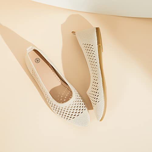 Hash Bubbie Women's Flats Shoes Women Comfortable Dress Shoes Pointed Toe Flats Ballet Flats Mesh Knit Flat Dressy Slip On Business Casual Shoes（Beige.us10） #TOP7