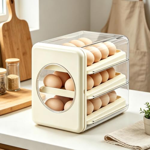 Soporte para huevos para refrigerador con cajón interior y dispensador por gravedad 3