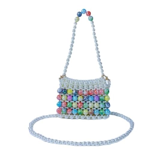 SHESRA Bolsa de ombro feminina de pérolas de luxo para mulheres, bolsas feitas à mão, bolsa tiracolo com contas, bolsa para noite, festa de casamento, presentes de festa de casamento 69,