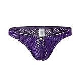 shengli Herren String Tanga Low Rise Mesh Slips G-Strings Reizunterwäsche Erotische Wäsche Reizwäsche Reizvolle Dessous Unterwäsche Männer Unterwäsche Hipster Slips (Lila,XXL)