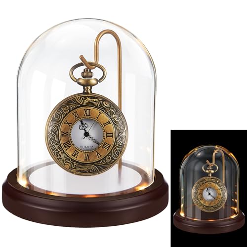 Beeveer 4 x 5 Inch LED Light Pocket Watch Glass Display Dome Cloche