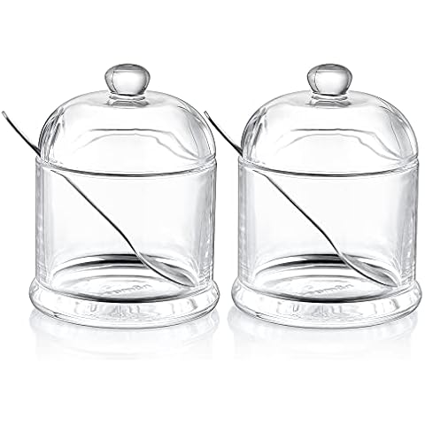 Joeyan 260ml Glas Zuckerdose mit Glasdeckel and Acryllöffel Cover