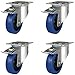 Price comparison product image Tente Heavy Duty Flight Case Castors 4" Blue Swivel Wheels Braked