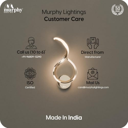 Image of Murphy Luxora Elegant LED Wall Lamp for Home - 2 Years Warranty - Modern Aluminium Light with 3 Color Modes (French Gold, Pack of 1)