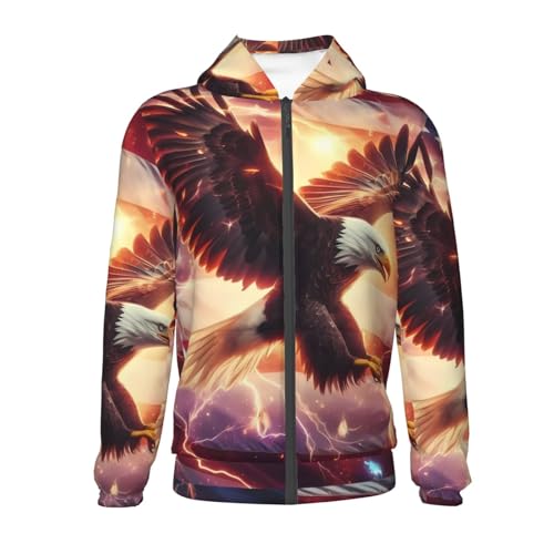 American Flag Eagle 2 Kids Pullover Hoodies Boys Zip Up Sweatshirts Girls Athletic Clothes with Pocket2