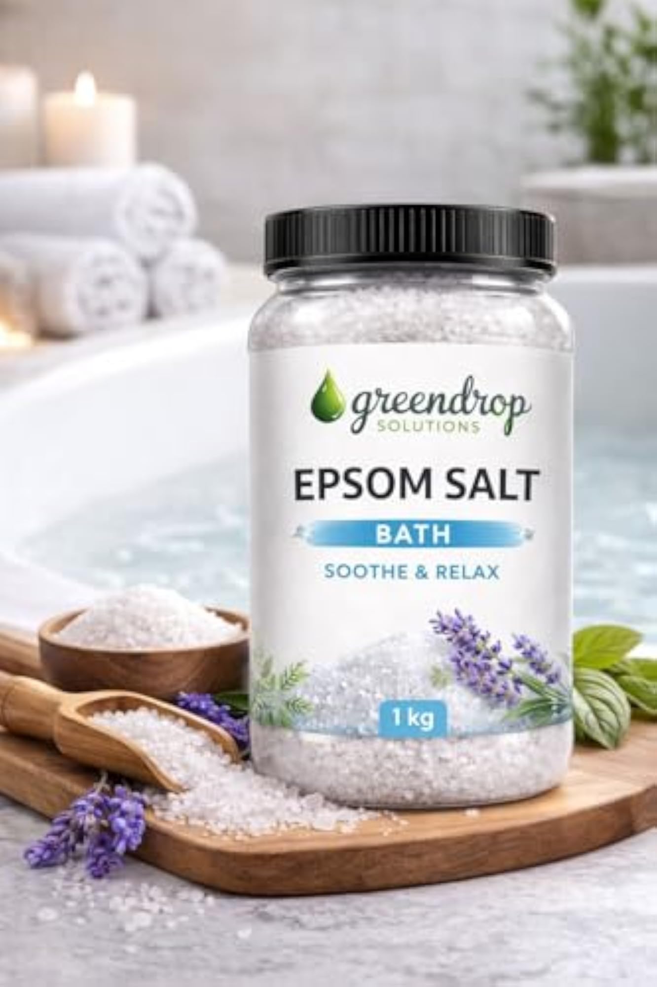 Epsom Bath Salt 1kg for Pain Relief & Detox