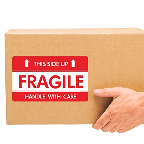 Hybsk 3X5 Inch Handle With Care This Side Up Fragile Stickers Adhesive Label 100 Per Roll (3X5 Inch) #TOP5