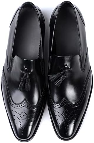 Santimon Dress Shoes for Men Alligator Crocodile Print Tassel Loafer Genuine Leather Slip On Black 5 US | Image 6