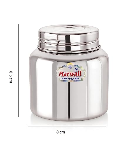 Image of Stainless Steel Jar /Dabba /Canister for Kitchen Storage with Thread Style Fitting-300ml(Pack of 2)
