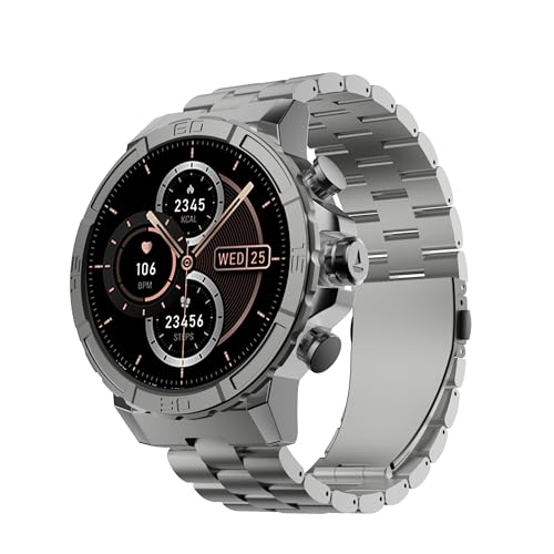 Image of Boat Enigma X700 Smart Watch w / 1.52 inch (3.8 cm) AMOLED Display,Premium Metal Body Design & Functional Crown,Advanced BT Calling,200+ Cloud Watch Faces,World Clock, HR & SpO2,IP67(Silver Chrome)