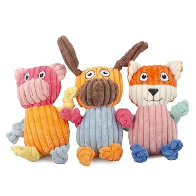 SyChien 3 Pack Squeaky Dog Toys, Tough Stuffed ...