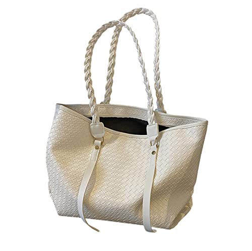 Sac à main pour femme, sac fourre-tout en cuir synthétique, sac à bandoulière décontracté, sac à main Hobo grande capacité pour le travail, le shopping, les voyages, blanc Cover