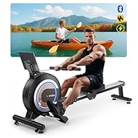 Wenoker Rudergerät für Zuhause, Magnetisches Rudergerät mit APP & LCD-Display, 32 Widerstandsstufen, Leises Heimrudergerät für Cardio-Training, 160 kg Belastbarkeit, Vertikal Verstaubar