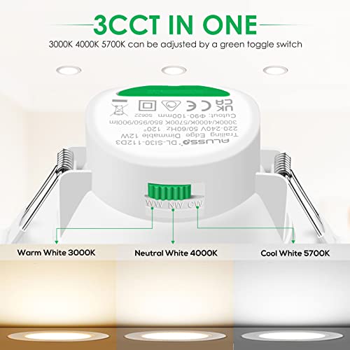 ALUSSO LED Einbaustrahler Dimmbar 230V LED Spots Flach 10W IP44 Bad Einbauleuchten Deckenspots Einbauspots, Warmweiß Neutralweiß Kaltweiß Deckenstrahler für Badezimmer Küche Wohnzimmer, 6er Set – Bild 4