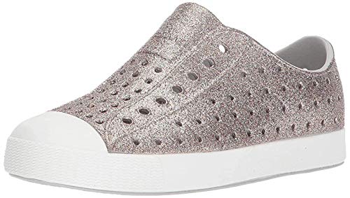 Native Shoes Kids Jefferson Bling Glitter for Little Kids - Lightweight, Breathable Design, and Slip-On Style Shoes Metal Bling/Shell White 3 Little Kid M