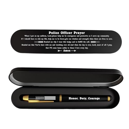 iyaone Police Officer Prayer Gift for Law Enforcement - Engraved Pen with American Flag,...