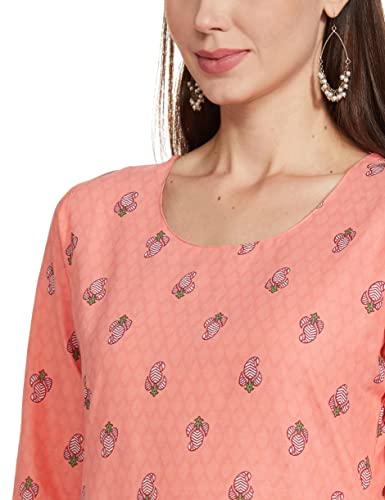 Image of Rangriti Coral Cotton Straight Kurta for Women