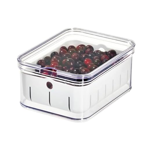 iDesign Caja organizadora para frutas y verduras, caja de plástico libre de BPA, organizador de cocina con bandeja de goteo para guardar alimentos, transparente