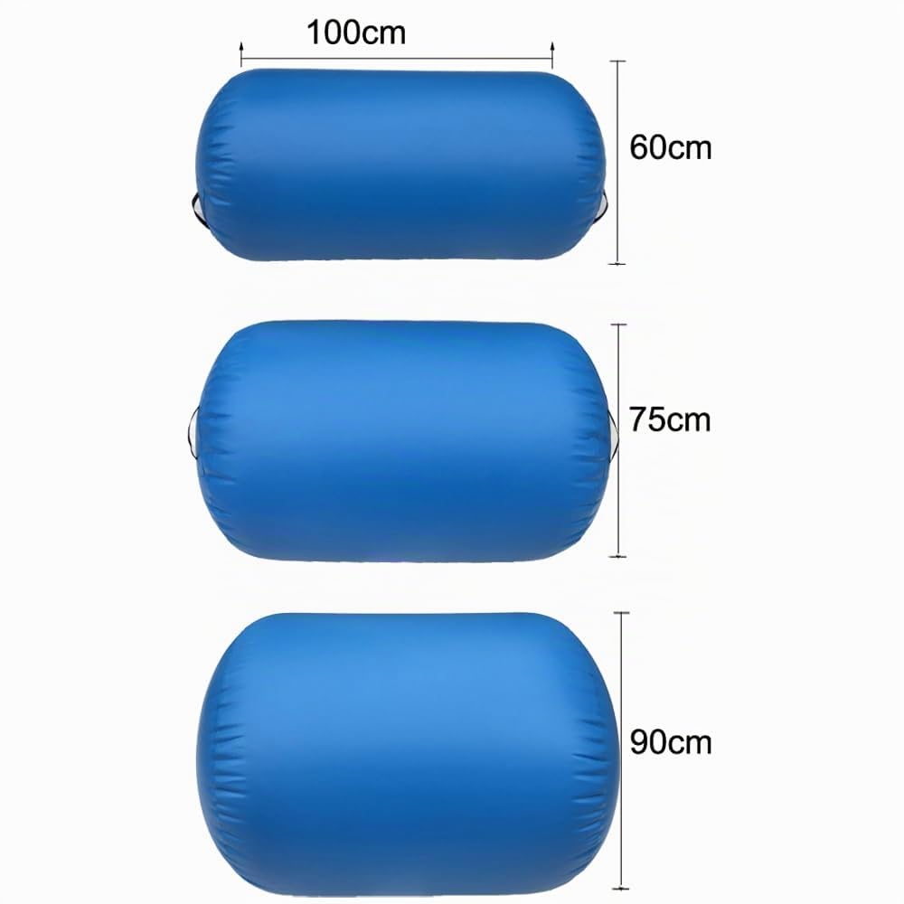 LSLIFE Luftrolle Aufblasbare Tumbling-Gymnastik Fass 60/75/90 cm Tumbling-Matte Luft-Tumble-Track-Matte Rückbeuge-Trainer mit elektrischer Luftpumpe für Training/Yoga/Backflip