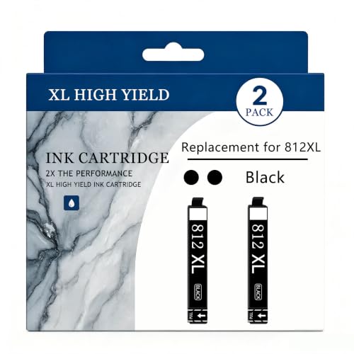 Inksential Remanufactured for 812XL Black Ink Cartridges Remanufactured for epson 812 Ink cartridges 812xl Black Workforce Pro WF-7840 WF-7820 WF-7310 EC-C7000 Printer (2Black)