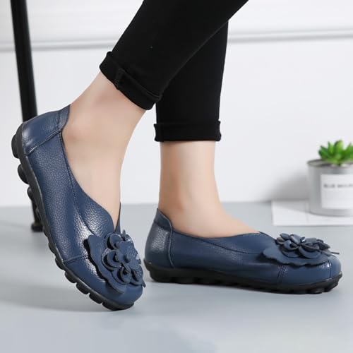 Image of MOYOWEI Women's Leather Slip On Loafers Colorful Flat Shoes