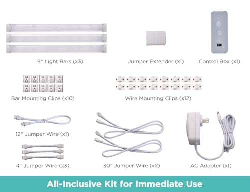 PureOptics LED Under Cabinet Light Kit, Motion Sensor, Dimmable, Linkable, 3 Color Settings, Tool-Free, for Kitchen, Cabinets and Closets, (3) 9" Bars by PureOptics LED - Image 7