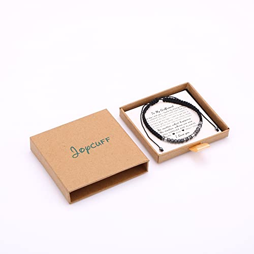 image for JoycuFF White Cuff Bracelet, Meaningful Morse Code Design, Adjustable,