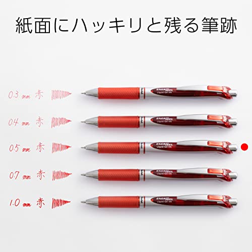 Pentel Energel Boligrafo Rojo 0.5 mm Cuerpo Plata miniatura 6