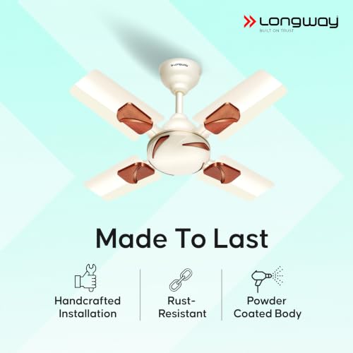 Image of LONGWAY Creta P1 600 mm /24 inch Ultra High Speed 4 Blade Anti-Dust Decorative Star Rated Ceiling Fan (Ivory, Pack of 1)
