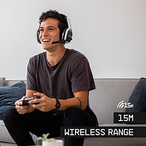 ASTRO Gaming A20 Wireless Headset Gen 2, Lightweight and Damage Resistant, Flip-to-mute microphone, +15 Hour battery life, 15m range, for PlayStation 5, PS4, PC, Mac - White/Green