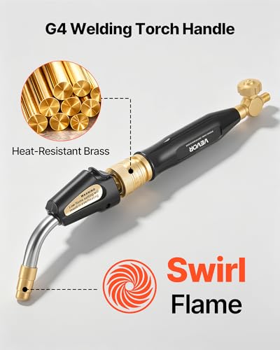 Image of VEVOR Air Acetylene Torch Kit, Acetylene Gas Welding Tool with 11.8FT Rubber Hose, PL-8A Self-Lighting Welding Tip & CGA200 Regulator, Swirl Frame Brazing Torch Kit for Home Industrial Metalworking