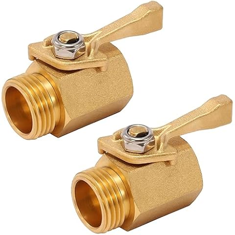 M MINGLE Heavy Duty Brass Garden Hose Shut Off Valve, 3/4 Inch, 2-Pack with 2 Hose Washers Cover