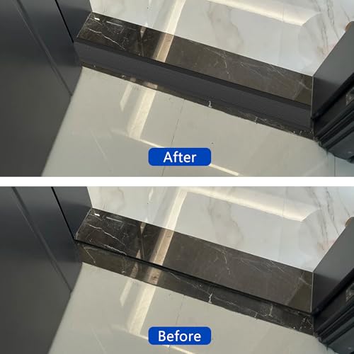 2 Stück Aluminium-Boden-Übergangsstange, Türstange, Metall-Bodenleiste für Türen, Schwellen, Fliesen, Laminat, Planken, Brücke die Höhe zwischen 10–35mm,Schwarz 0.9mx10cm