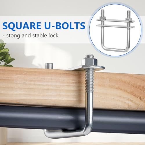 4 Stück Bügelschrauben M10, 80mm x 150mm U-Bolzen, U Schrauben mit 8 Gegenplatte Bügelbolzen U Bügelschelle Edelstahl für Zaunbefestigung, Rohr Befestigung, Auto Abschleppen