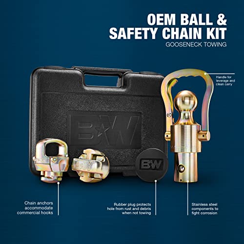 B&W Trailer Hitches American-Made OEM Gooseneck Ball & Safety Chain Kit for Ford, GM, Nissan - GNXA2061