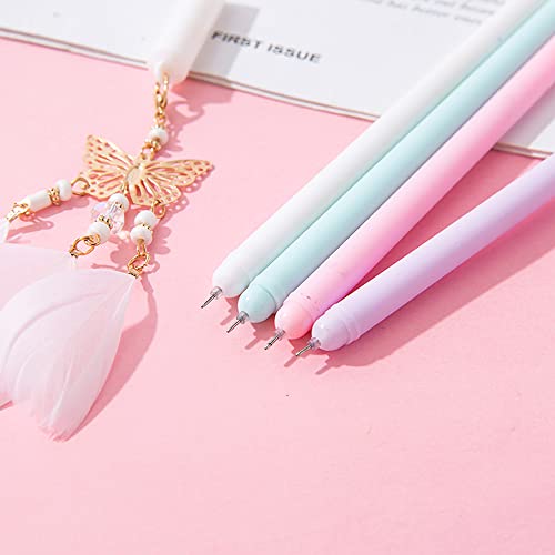 4 bolígrafos gel pluma plisados tinta negra 0.5mm miniatura 4