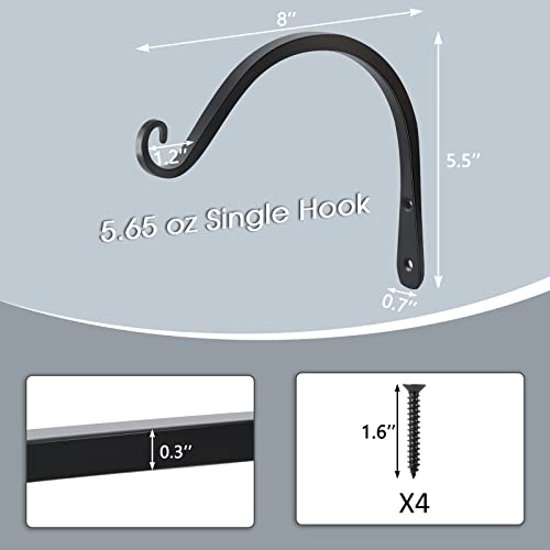 Gtongoko 8-12-14 Inch Sturdy Hanging Plant Bracket - Decorative Plant Hanger For Hanging - 2 Pack (8 Inch) #TOP1