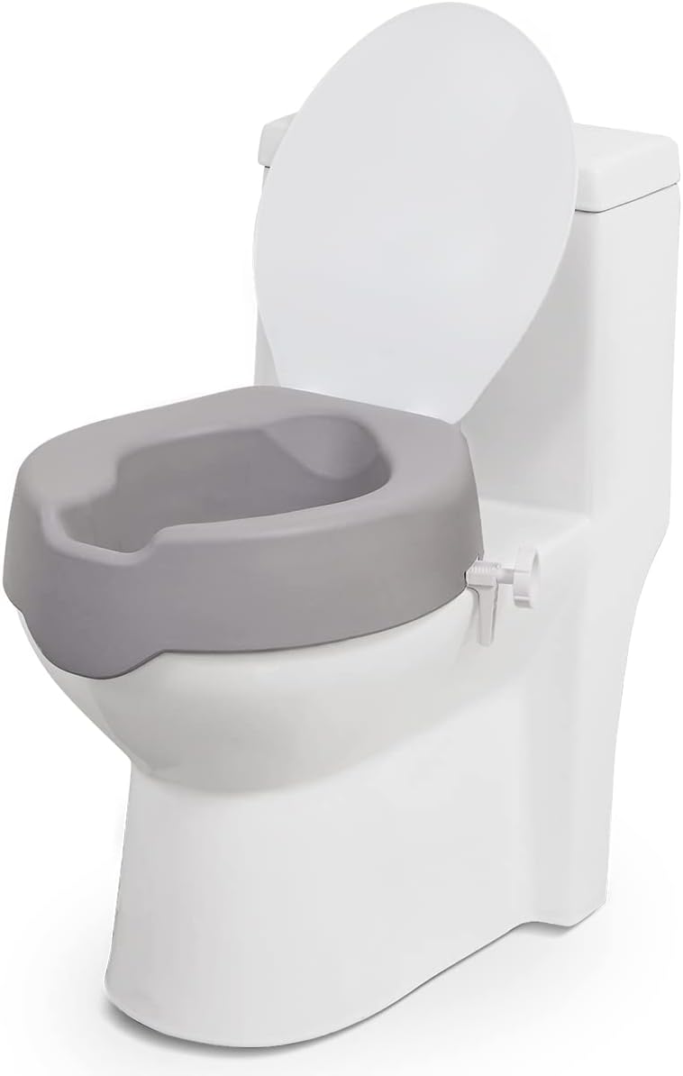 OasisSpace Toilet Seat Risers with Lid and Lock Padded