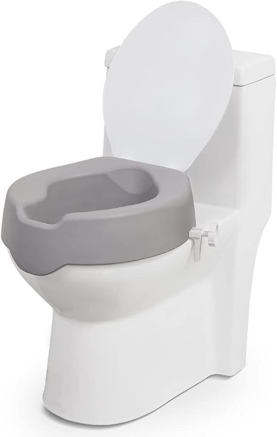 OasisSpace Toilet Seat Risers with Lid and Lock- Padded Toilet Seat Adults, Raised Toilet Seat for Standard and Elongated Toilet, Elevated Toilet Seat 4 Inch for Assistance Bending or Sitting