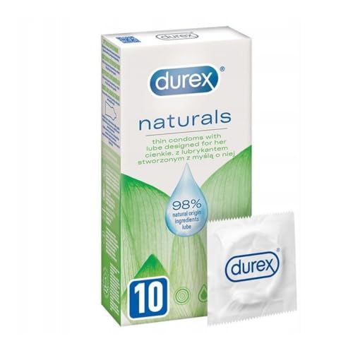 Durex Naturals Preservativos con Lubricante Natural de Base Agua, Diseñado para Ella (10 (10x1))