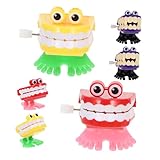Diseño divertido y único: el novedoso juguete de dientes de cuerda con ojos que rebotan ofrece una experiencia de juego divertida, lo que lo convierte en un gran juguete de broma para fiestas y celebraciones, juguete de de dientes que castañetean, juguete de dientes para fiestas