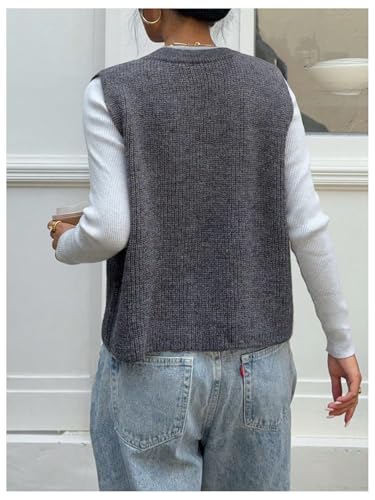 Verdusa Women's Tie Knot Sweater Vest Sleeveless Crew Neck Lightweight Knitted Tank Top2