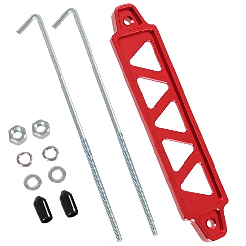 Htostar Racing Battery Hold Down Bracket, Aluminum Alloy Battery Tie Down Bracket With Stainless Steel J Bolts(Red,10 Inch Bolts) #TOP4