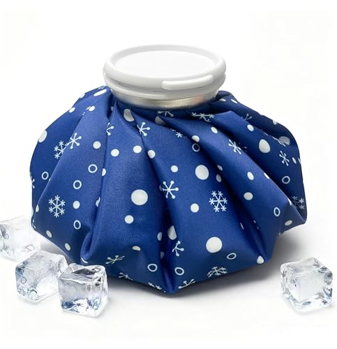 BrtProms Reusable Ice Pack for Injuries & Pain Relief, Snowflake Design Hot & Cold Therapy Pack, Leak-Proof Ice Bag for Muscle, Joint Pain & Swelling, First Aid, Sports & Home Use (9 Inch, Blue)