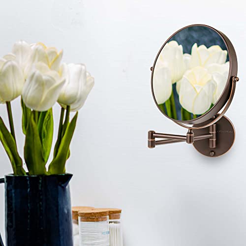 Ovente MNLFW90ABZ1X10X 9 Inch Wall Mounted Makeup Mirror With 1X/10X Magnification, Double Sided Magnifying Round Bathroom Vanity Mirror, 360° Swivel Design, Extendable And Folding Arm, Antique Bronze Mnlfw90Abz1X10X thumb #8