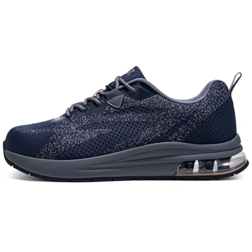 Image of Non Slip Cushioned Steel Toe Work Shoes for Men | Breathable material Lightweight Anti-fatighe ASTM Certified Tuck the Laces